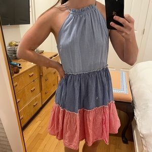 English factory red white and blue gingham